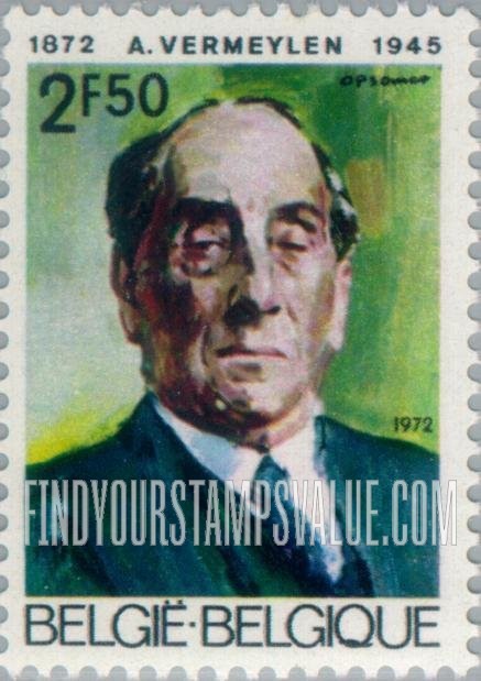 FindYourStampsValue: Auguste Vermeylen (1872-1945), Flemish Writer, Educator: Portrait, by Isidore Opsomer