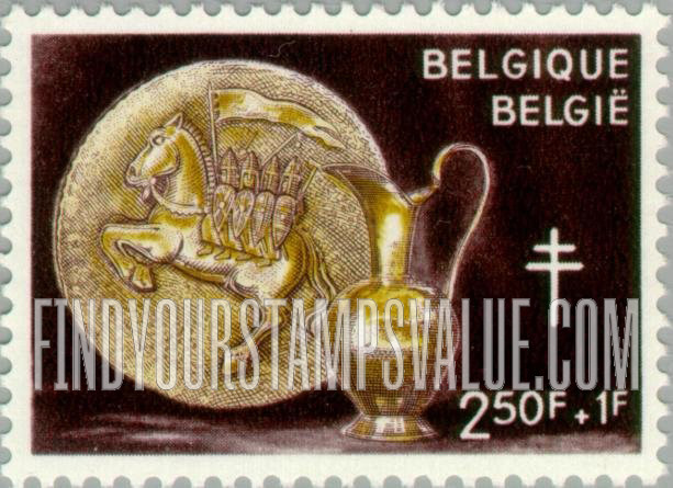 FindYourStampsValue: Semi-Postal, Belgian handicrafts: Metal plate & jug