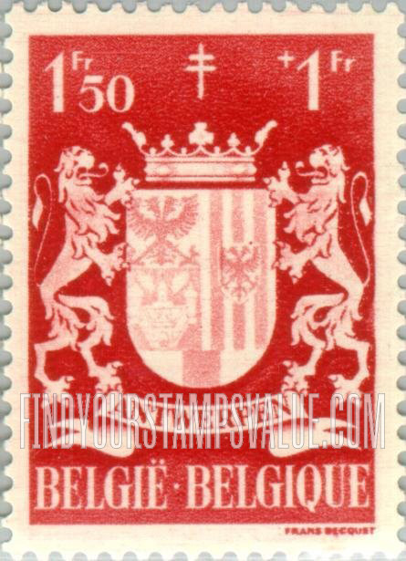 FindYourStampsValue: Semi-Postal, Arms of Provinces: Antwerp