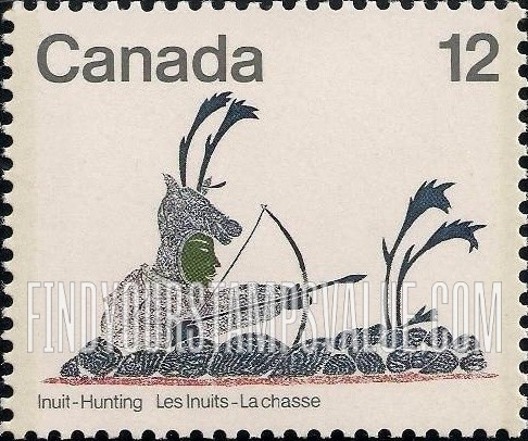 FindYourStampsValue: Inuit hunting: Disguised Caribou Hunter, Print