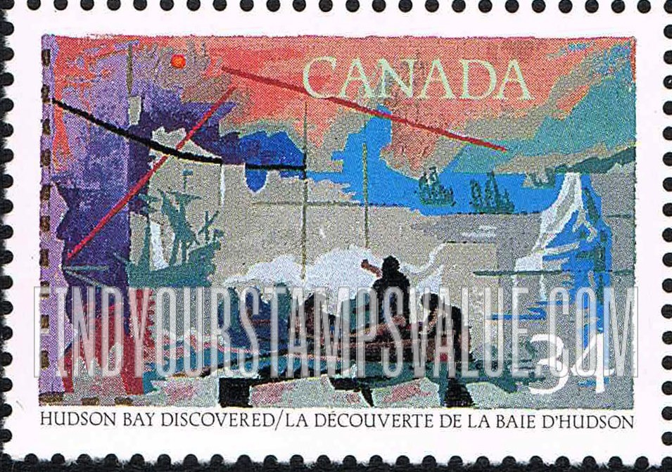 FindYourStampsValue: Henry Hudson pioneers Hudson Strait and Bay, 1610.