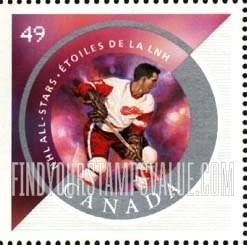FindYourStampsValue: National Hockey League Stars: Ted Lindsay (red background)