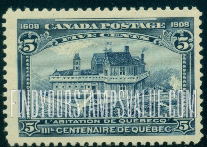 FindYourStampsValue: Quebec Tercentenary Issue: Champlain’s Home in Quebec