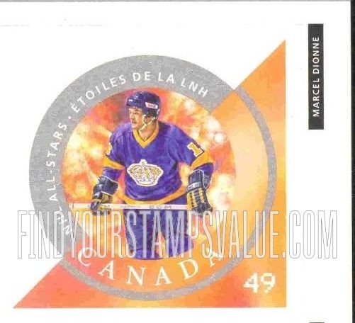 FindYourStampsValue: National Hockey League Stars: Marcel Dionne (orange background)