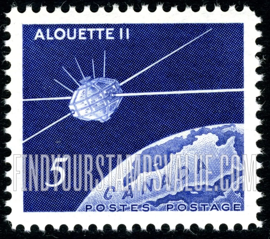 FindYourStampsValue: Alouette II Orbiting Globe