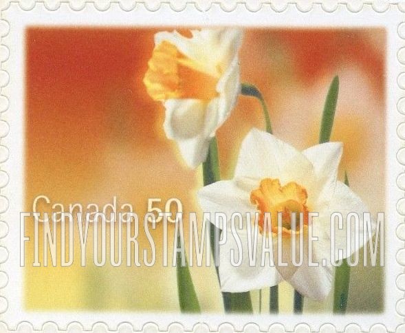 FindYourStampsValue: Daffodils: White daffodils
