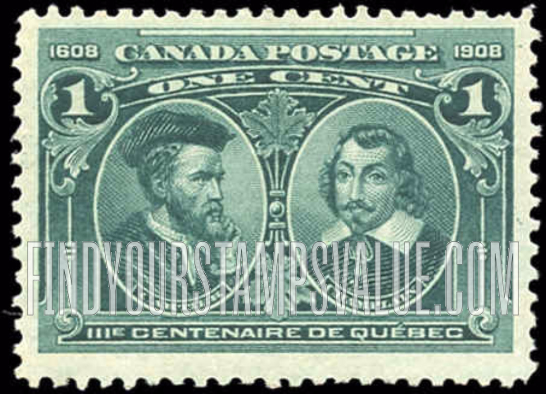FindYourStampsValue: Quebec Tercentenary Issue: Jacques Cartier and Samuel de Champlain