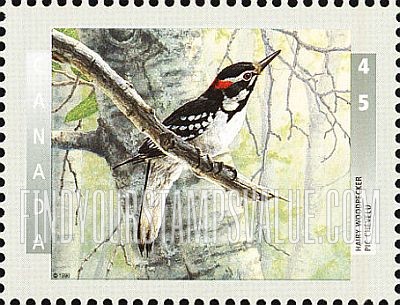 FindYourStampsValue: Bird Type of 1996: Hairy woodpecker