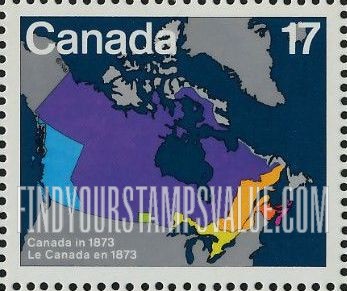 FindYourStampsValue: Map of Canada Showing Provincial Boundaries, 1873