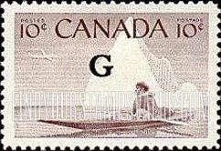 FindYourStampsValue: Official Stamps - Eskimo and Kayak overprinted in black