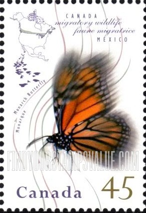 FindYourStampsValue: Migratory Wildlife: Monarch butterfly