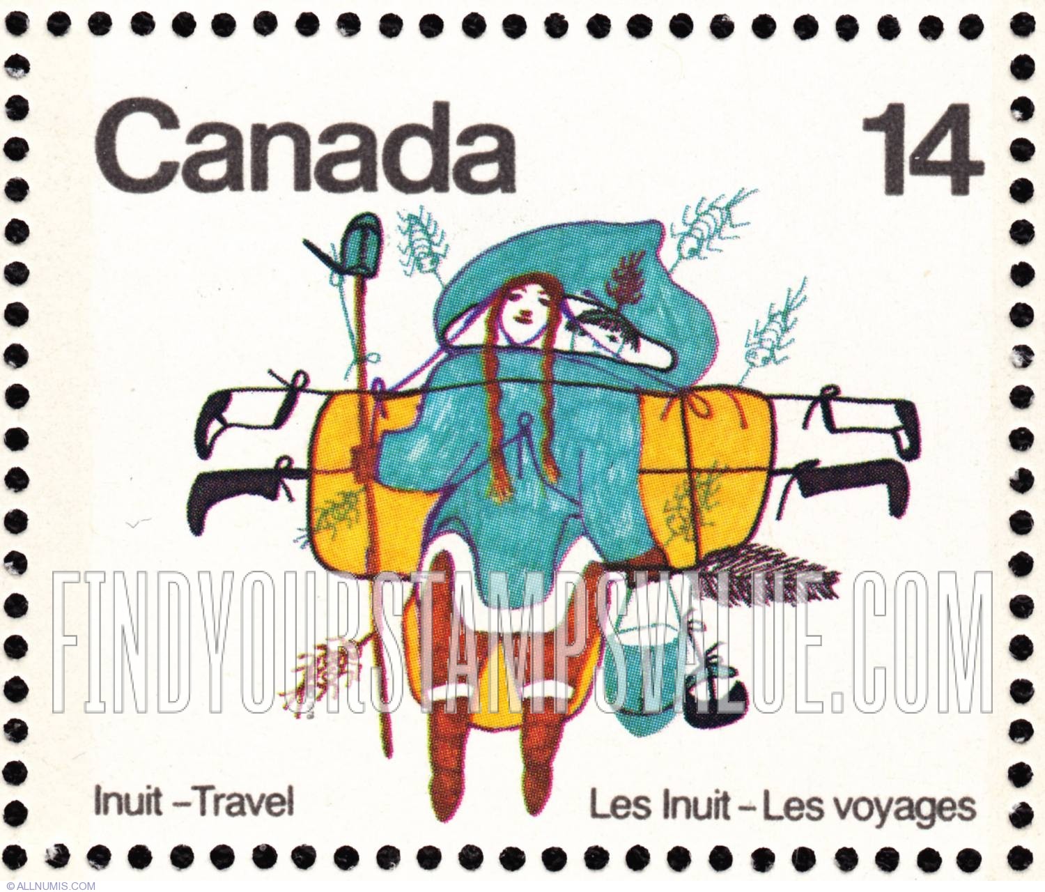 FindYourStampsValue: Woman Walking, by Pitseolak