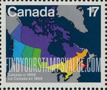 FindYourStampsValue: Map of Canada Showing Provincial Boundaries, 1905