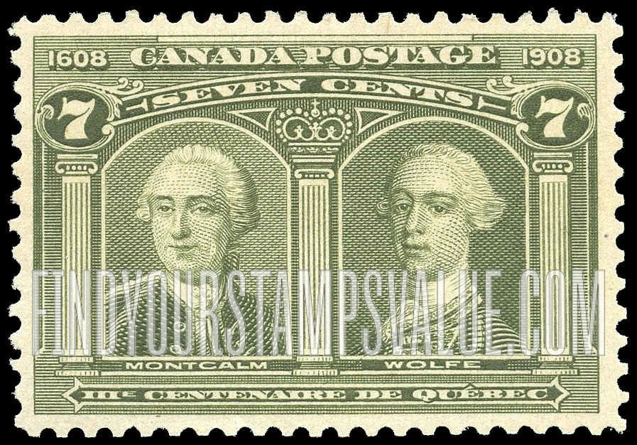 FindYourStampsValue: Quebec Tercentenary Issue: Generals Montcalm and Wolfe