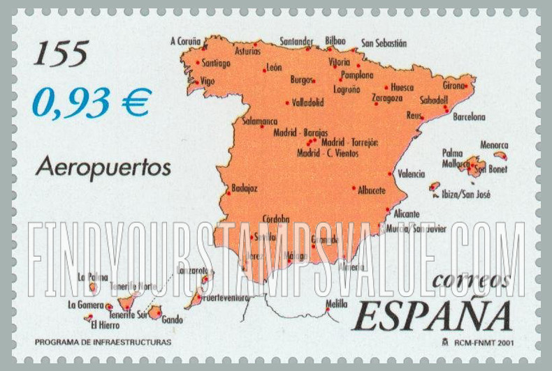 FindYourStampsValue: Ministry of Development, 150th Anniversary: Map showing Airports