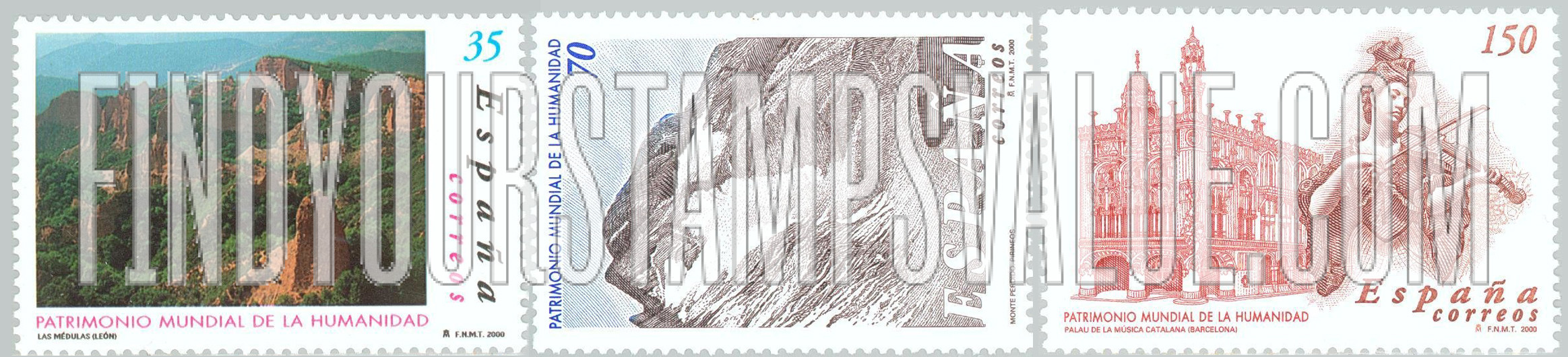 FindYourStampsValue: World Heritage Sites: Las Médulas, Pyrénées — Mt. Perdido, Catalan Music Palace, Barcelona