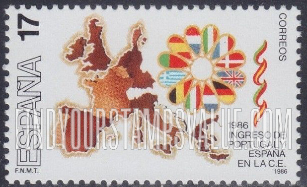 FindYourStampsValue: Map and flags of EEC countries