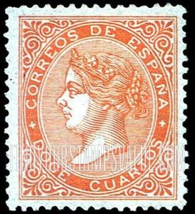 FindYourStampsValue: Provisional Government, Madrid: Isabella II (handstampied)