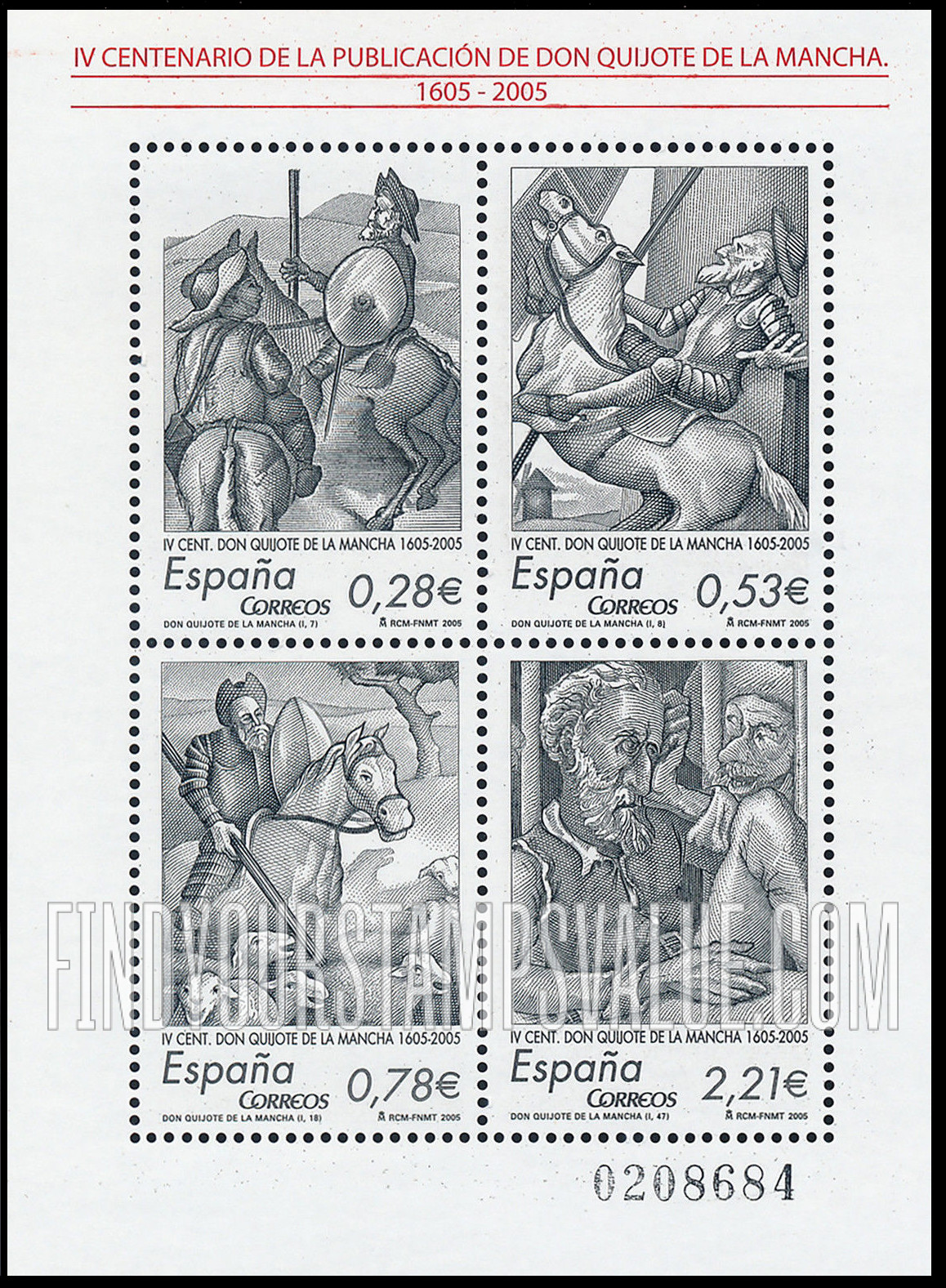 FindYourStampsValue: Publication of Don Quixote, 400th Anniversary: Various scenes from book