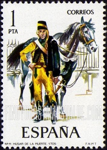 FindYourStampsValue: Uniforms: Hussar and horse, 1705