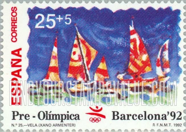 FindYourStampsValue: Semi-Postal: 1992 Summer Olympics, Barcelona, Sailing