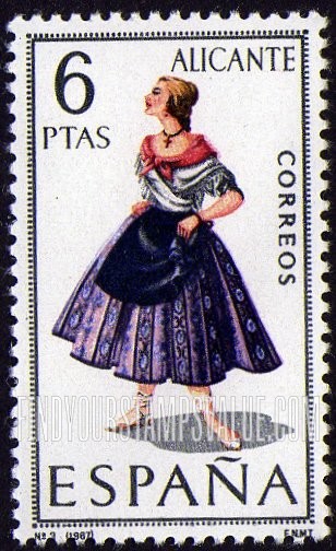 FindYourStampsValue: Regional Costumes Issue: Woman from Alicante