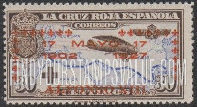 FindYourStampsValue: Semi-Postal: Coronation Silver Jubilee, Airplane and Map of Madrid-Manila Flight