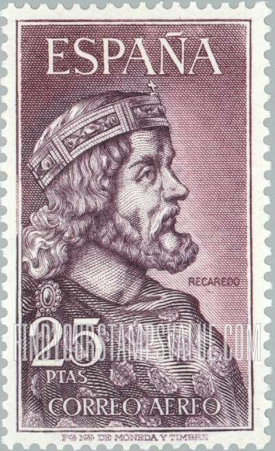 FindYourStampsValue: Air Post: Recaredo I, Visigothic King, 586-601