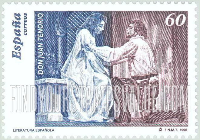 FindYourStampsValue: Spanish Literature: Don Juan Tenorio, by José Zorrilla Moral (1817-93)