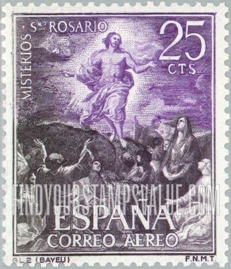 FindYourStampsValue: Air Post: Rosary Type of Regular Issue, Mysteries of the Rosary, The Ascension, Bayeu