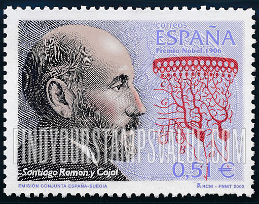 FindYourStampsValue: Nobel Prize Winners For Physiology or Medicine From Spain: Santiago Ramón y Cajal, 1906