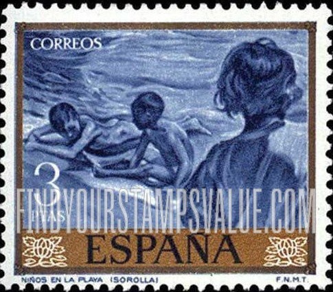 FindYourStampsValue: Sorolla Paintings: Children at the Beach