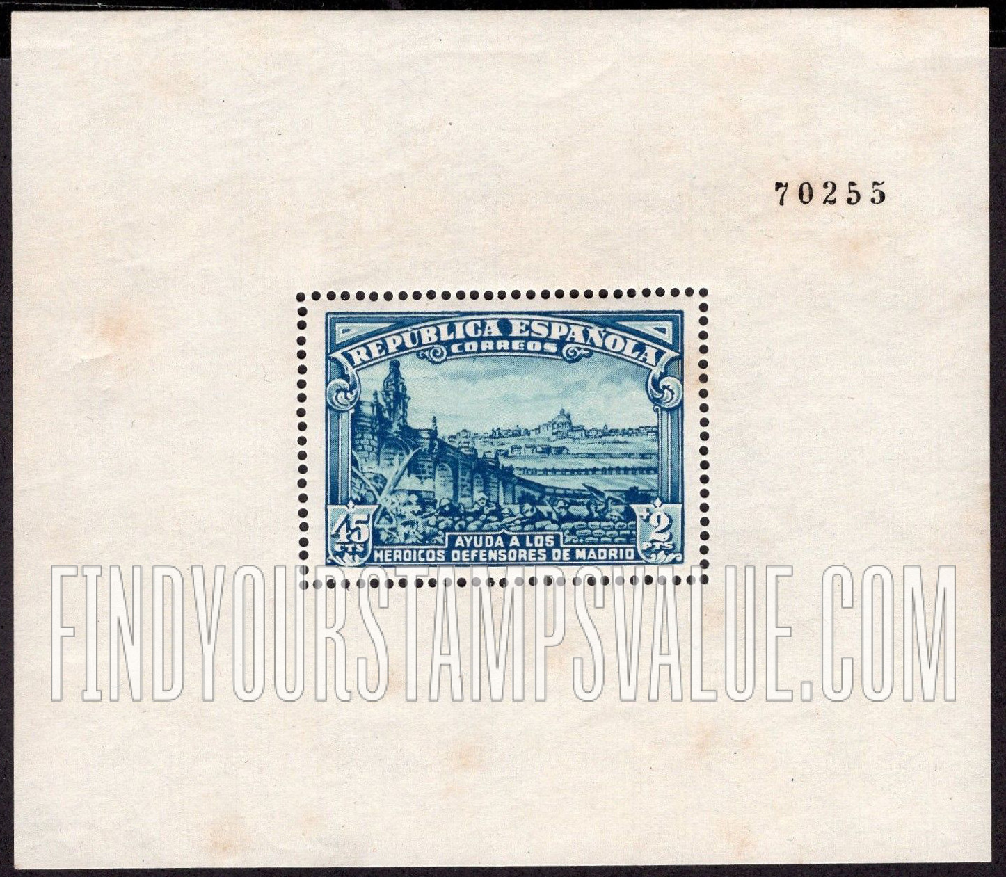 FindYourStampsValue: Semi-Postal: Republic, Surtax for the defenders of Madrid