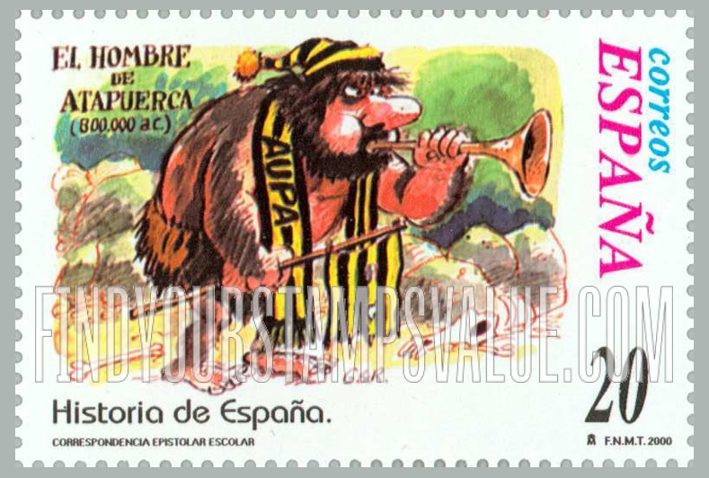 FindYourStampsValue: Letter Writing Type of 1998: Atapuerca Man, 800,000 B.C.