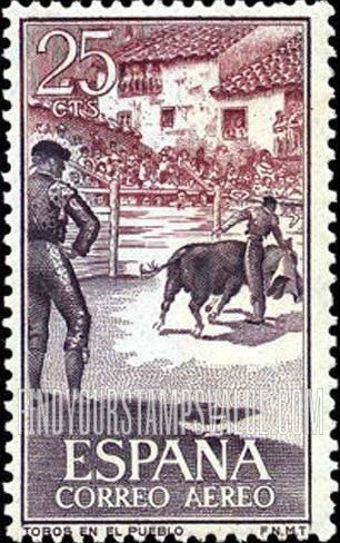 FindYourStampsValue: Air Post: Bullfight Type of Regular Issue, Small town arena