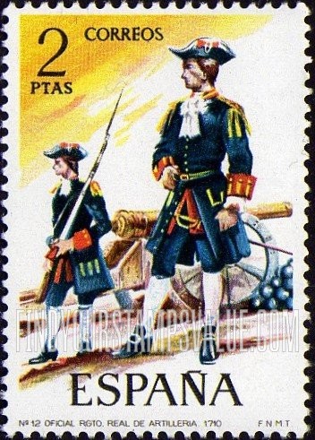 FindYourStampsValue: Uniforms: Artillery officers, 1710