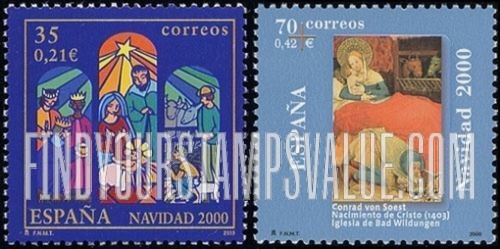 FindYourStampsValue: Christmas: Nativity scene, Birth of Christ, by Conrad von Soest