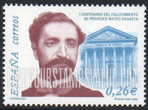 FindYourStampsValue: Práxedes Mateo Sagasta (1825-1903), Politician
