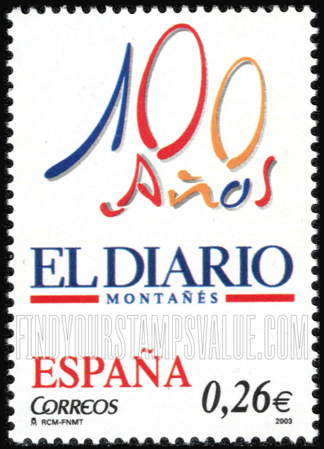 FindYourStampsValue: El Diario Montañés Newspaper, Centenary