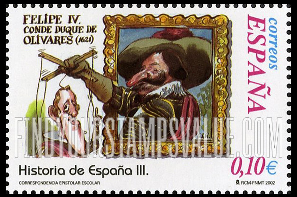 FindYourStampsValue: Letter Writing Type of 1998: Accession to throne of King Philip IV and rise in power of Conde-Duque de Olivares, 1621