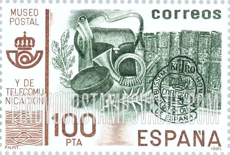 FindYourStampsValue: Postal Museum, Madrid: Cap, posthorn, pouch