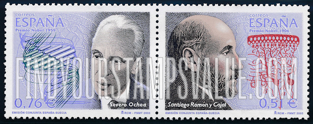 FindYourStampsValue: Nobel Prize Winners For Physiology or Medicine From Spain: Illustration reduced