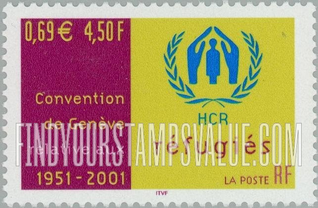 FindYourStampsValue: Geneva Convention on Refugees, UN High Commisioner for Refugees, 50th Anniversary