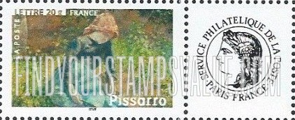 FindYourStampsValue: Impressionist Paintings: The Shepherdess (Young Peasant Girl with a Stick), by Camille Pissarro