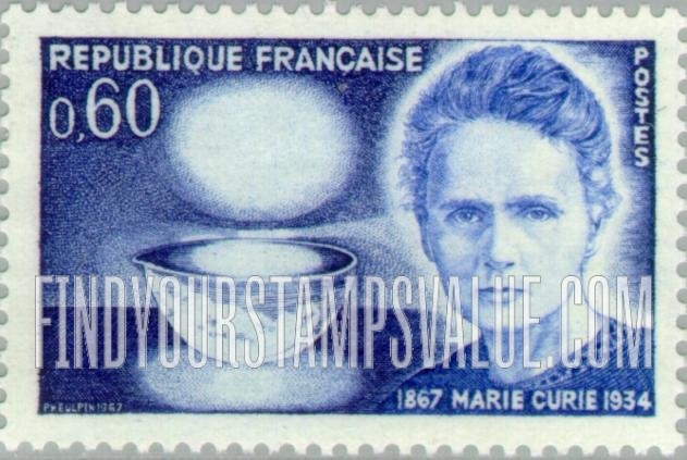 FindYourStampsValue: Marie Curie, Bowl Glowing with Radium