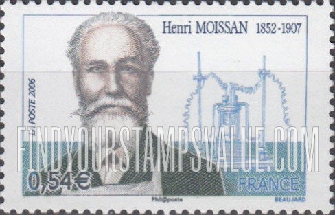 FindYourStampsValue: Henri Moissan (1852-1907), 1906 Nobel Chemistry Laureate