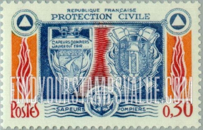 FindYourStampsValue: Fire Brigade Insignia, Symbols of Fire, Water and Civilian Defense