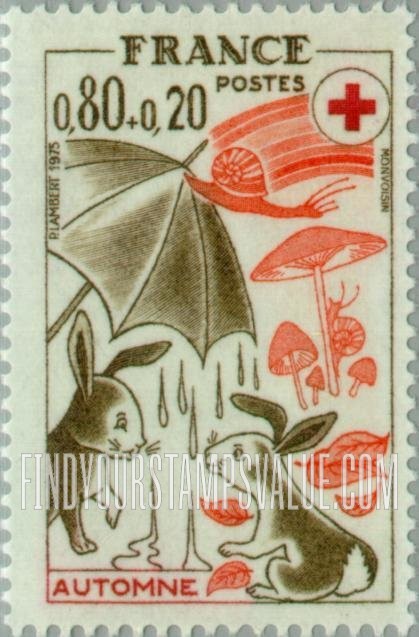 FindYourStampsValue: SEMI-POSTAL - “Fall” (umbrella and rabbits)