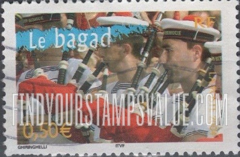 FindYourStampsValue: Aspects of Life in French Regions Type of 2003: Bagpipers
