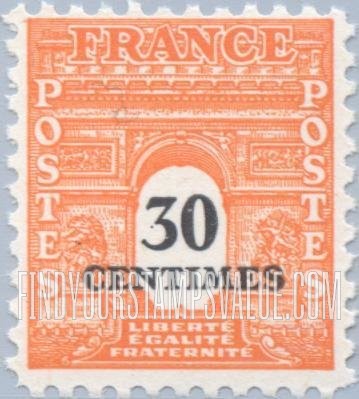 FindYourStampsValue: Arc de Triomphe Type of 1944